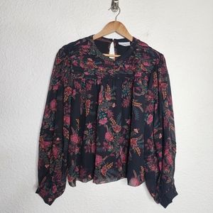 Topshop Paisley Print Pintuck Blouse Multicolored Women's Size 10